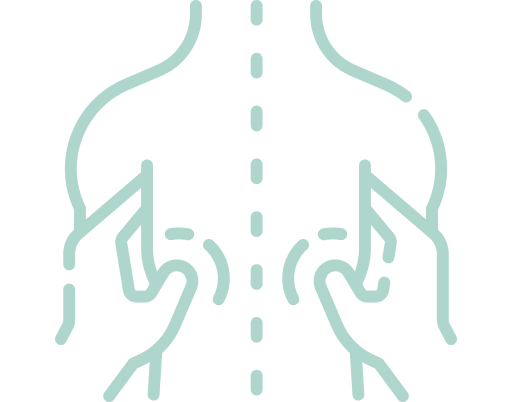 icono de unas manos realizando un masaje en la espalda